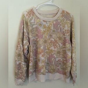 American Eagle Outfitters Floral Crew‎ Neck Sweatshirt - Pink and Yellow